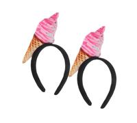 PartyKindom Lot De 2 Bandeaux Amusants Forme Cornet De Glace Taille Unique Couleur Rose Pour Femmes Et Adolescentes Pour Maquillage, Lavage Du Visage Et Fêtes D'halloween