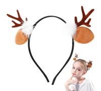 PartyKindom Lot de 2 Bandeaux Mignons en Bois D'élan pour Enfants - Pinces à Cheveux en Résine Floquée pour Décoration de Fête de Noël