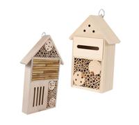 PartyKindom Lot de 2 Cabanes Suspendues en Bois pour Abeilles, Maisons de Jardin Décoratives 12x7x23cm et 19x4x35cm, Nid D’Observation des Insectes pour Jardin et Pollinisation Naturelle