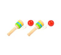 PartyKindom Lot de 2 Jouets de Coordination Œil-Main en Bois pour Garçon et Filles, Puzzle Éducatif de Gobelets Kendama, Jeu D'habileté Sensoriel Montessori, pour Éveil et Apprentissage