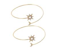 PartyKindom Lot De 2 Manchettes En or Motifs Soleil Et Lune, Bracelet De Bras Réglable En Alliage Métallique Scintillant, Bijoux Femme Pour Fêtes Et Usage Quotidien