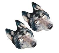 PartyKindom Lot De 2 Masques De Loup En Eva Pour Halloween, Déguisement De Loup Effrayant, Demi-masque Pour Déguisement De Carnaval, Fête