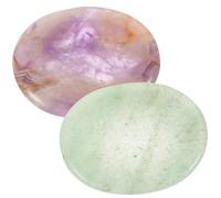 PartyKindom Lot de 2 Pierres de Massage pour Soulager la Pression Mini Pierres Naturelles en Aventurine Verte et Améthyste Violette Décoratives pour Maison et Bureau Portables et Apaisantes