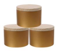 PartyKindom Lot de 3 Recipients pour Bougies en Fer Doré Réutilisables Design Compact, pour Bougies Parfumées et Décoration Maison