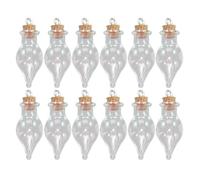 PartyKindom Lot de 32 Mini Bouteilles en Verre avec Bouchon de Liège, Forme de Larme, Transparentes, 3 ML, pour DIY Crafts, Mariage et Décorations Maison