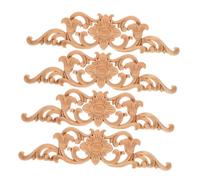 PartyKindom Lot De 4 Appliques Décoratives en Bois Non Peintes 32 X 8 Cm Style Européen pour Meubles Armoires De Meubles