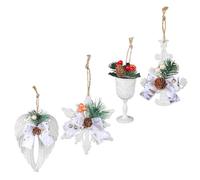 PartyKindom Lot De 4 Boules De Noël en Forme De Flocon De Neige Décoration D'Extérieur Guirlande De Noël Boules À Paillettes Festives Décoration Suspendue en Forme De Pomme De Pin