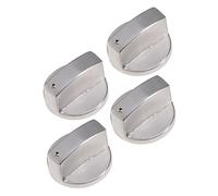 PartyKindom Lot de 4 Boutons de Commande en Alliage de Zinc Argentés pour Cuisinière à Gaz, Contrôle de Température, Installation Facile, Diamètre 6mm