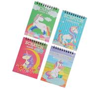 PartyKindom Lot de 4 Carnets à Gratter pour Garçon et Filles Papier Brouillon DIY Taille de Poche Couleurs Assorties Motifs Dessins Animés Maternelle et Activités Manuelles