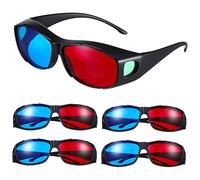 PartyKindom Lot de 5 Lunettes 3D Anaglyphes Rouge-Bleu en Plastique Confortables Effet 3D Clair pour Visionnage de Films et Jeux la Maison