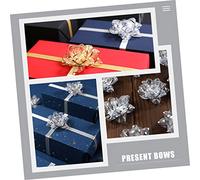 PartyKindom Lot De 5 Nœuds en Fil De Neige Et Fleurs pour De Décorations De Fête Nœuds pour De Tissu Non Tissé Argenté