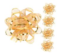 PartyKindom Lot De 5 Nœuds en Fil De Neige Fleurs Petits Nœuds De Nœuds pour Petits Nœuds Décorations De Nœuds Tissu Non Tissé Doré