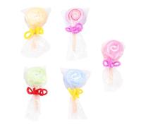 PartyKindom Lot de 5 Serviettes de Fête en Coton Forme Sucette Nœud Doré, Facile à Nettoyer, Broderie Fine, Présent Créatif pour Anniversaire ou Mariage Couleur Aléatoire