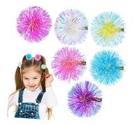 PartyKindom Lot de 6 Barrettes à Cheveux Pompons Métalliques Multicolores Petites pour Femmes et Adolescentes Décoration de Fête Légère et Portable
