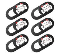 PartyKindom Lot de 6 Caches Webcam Coulissants Motif Chat, Ultra-Fins, Universels pour Ordinateur Portable et Tablette, Couverture de Protection Vie Privée, Autocollants Discrets et Faciles