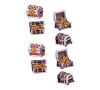 PartyKindom Lot De 8 Décorations Aquarium Résine Mini Coffres à Trésors Réalistes Compactes Multicolores, Ornement Cachette pour Poissons, Décor D’Aquarium Domestique Et Bureau