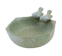 PartyKindom Mangeoire à Oiseaux Céramique Bassin Nid Oiseau Support De Nourriture Créatif pour Maison Vert