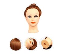 PartyKindom Mannequin Tête Synthétique avec Support Tête Perruque Pratique pour Formation Coiffure et Stylisme Cheveux