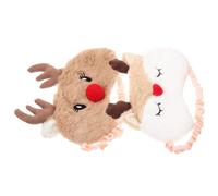 PartyKindom Masque de Sommeil Yeux en Peluche Douce Forme Renne Adorable 2 Pièces Bande Élastique Confortable pour Dormir en Train ou Hôtel