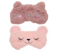 PartyKindom Masques de Sommeil en Peluche Animaux 2Pcs Cache-Yeux Doux et Bloqueur de Lumière pour Maison Bureau Voyage Design pour Adultes et Garçon et Filles