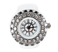 PartyKindom Montre Bague Élégante En Minimaliste Et Brillante Pour Femme Montre-Bracelet Dorée Bague De Mariage Bague Pour Fille Montre-Bracelet En Verre Blanc