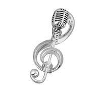 PartyKindom Musicale Rétro en Alliage Léger 3D Microphone et Note de Musique pour Femmes, Épingle pour Vêtements et Présent Anniversaire Femme