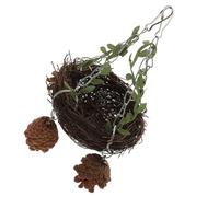 PartyKindom Nid Rotin Naturel Suspendu pour Cage à Oiseaux Balançoire Nid pour Perroquets Moyens et Grands Facile à Installer Attractif pour Perruches et Oiseaux Délevage