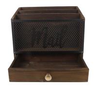 PartyKindom Organisateur de Bureau en Bois Café avec 3 Compartiments et Tiroir, Trieuse D'enveloppes Élégante pour Stockage de Documents, Surface sans Éclats, pour Bureaux à Domicile