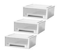 PartyKindom Organisateur de Tiroir de Bureau Empilable 3 Tiroirs en Polypropylène Blanc pour Rangement Cosmétiques Bijoux et Accessoires Bureau Maison