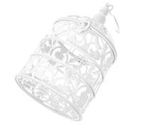 PartyKindom Ornement De Cage À Oiseaux De Mariage Cage À Oiseaux Artisanale en Fer Délicat Fleurs en Métal Accessoire Photo Décoration Extérieure (Blanc)