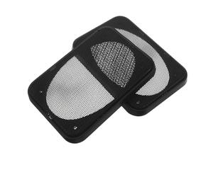 PartyKindom Paire de Grilles de Haut-parleurs Rondes en Métal Noir, Protection Décorative pour Haut-Parleur de Voiture, Installation Facile, 2 Pièces
