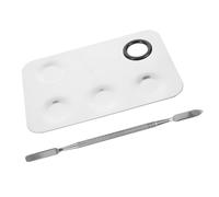PartyKindom Palette Maquillage Acier Inoxydable avec Spatule pour Mélanger Fond Teint Ombres à Paupières et Pigments Nail Art Grand Modèle Carré Léger et Facile à Nettoyer pour Utilisation