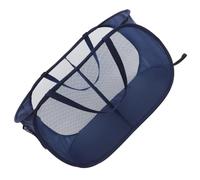 PartyKindom Panier à Linge Sale Grand Pliable En Filet Avec 2 Compartiments, Tissu Maille Respirant, Bleu Foncé, Portable Pour Chambre Et Rangement, Panier De Tri Linge Multifonction