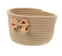PartyKindom Panier de Rangement Rond en Corde de Coton Blanc Décoration Nœud Papillon, Panier Peu Profond Pratique pour Jouets et Accessoires Cuisine