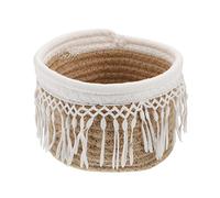 PartyKindom Panier Tressé En Corde De Coton Haute Taille, Panier De Rangement Multifonction Pour Cosmétiques Et Divers Articles, Jute Naturel, Usage Bureau Et Maison, Décoration Bohème Pompons