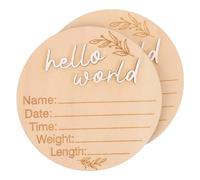 PartyKindom Panneau Annonce de Naissance et Présent de Naissance en Bois Marron Bébé 2pcs Disque Circulaire Décoratif pour Photo Prop Fille