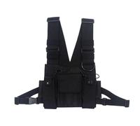 PartyKindom Paquet de Poitrine Bandoulière Réglable Homme en Toile Noir Compartiments Multiples, Style Streetwear Hip-hop, pour Père et Mari, Anniversaire et Graduation