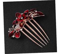 PartyKindom Peigne à Cheveux Fleuri Rouge Ornement de Cheveux Mariage Femme Accessoire Coiffure Chignon Fête Élégante