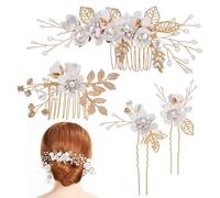 PartyKindom Peignes Cheveux Fleuris Mariée Accessoires Coiffure Et Décorations Peignes Latéraux Épingles Cheveux Floraux