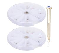 PartyKindom Perceuse Manuelle pour Nail Art 3 Pièces avec 2 Boîtes de Pendentifs pour Ongles Accessoire Breloque pour Manucure Outil de Décoration Ongles Léger et Couleur Aléatoire