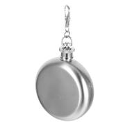 PartyKindom Petite Argenté en Acier Inoxydable 3oz Étanche Flasque à Alcool et Porte-clés Design Compact et Polyvalent pour Voyage Usage Quotidien