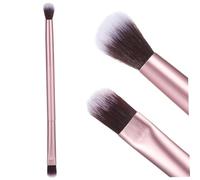 PartyKindom Pinceau Maquillage Double Embout Sourcils et Paupières Brosse Cosmétique Portable Fibre Premium Manche Aluminium Outil Maquillage Femme et Professionnel Couleur Or Mat