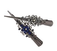 PartyKindom Pinces à Cheveux en Strass Rétro 2pcs, Clips Bec de Canard en Alliage, Design Élégant et Confortable, sans Marques, pour Usage à Domicile ou Salon Professionnel