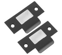 PartyKindom Plaque de Gâche en Acier Inoxydable Noir, Lot de 2 Sets de Sets, Matériau Robuste pour Renforcement de Serrure de Porte en Bois, pour Maison et Bureau