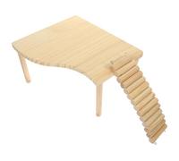 PartyKindom Plateforme Décorative Multifonction en Bois Naturel pour Hamster et Chinchilla, Jouet à Porter 2 Niveaux, Échelle pour Cage, Accessoire Ludique pour Petits Rongeurs