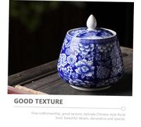 PartyKindom Pot de Rangement Vintage Pot Multi Usage avec Couvercle Étanche pour Thé et Bonbons Style Chinois Bleu