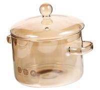 PartyKindom Pot Verre Borosilicate avec Couvercle et Double Anse Casserole à Soupe et Ragoût Cocotte Verre Transparent pour Cuisson et Ramen Coréen Usage Domestique Compatible Induction