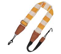 PartyKindom Sangle Ukulélé Ajustable Sans Perçage Courroie Portable Tartan Orange et Jaune Confortable pour Soprano Concert et Ténor Accessoire pour Amateurs de Ukulélé