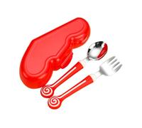 PartyKindom Set Couvert Inox pour Garçon Fille Cuillère et Fourchette Ergonomiques avec Silicone Sécurisée pour Tout Petits Protection Gencives et Apprentissage Autonome