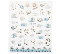 PartyKindom Sticker Ongles Dragon Relief Décoration Nail Art Femme Autocollant Nail Art DIY pour Nouvel An Chinois et Fête Design Totem Dragon avec Effet Holographique Facile à Appliquer